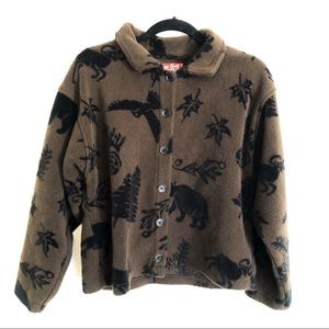 Vintage True Grit cropped Sherpa fleece jacket